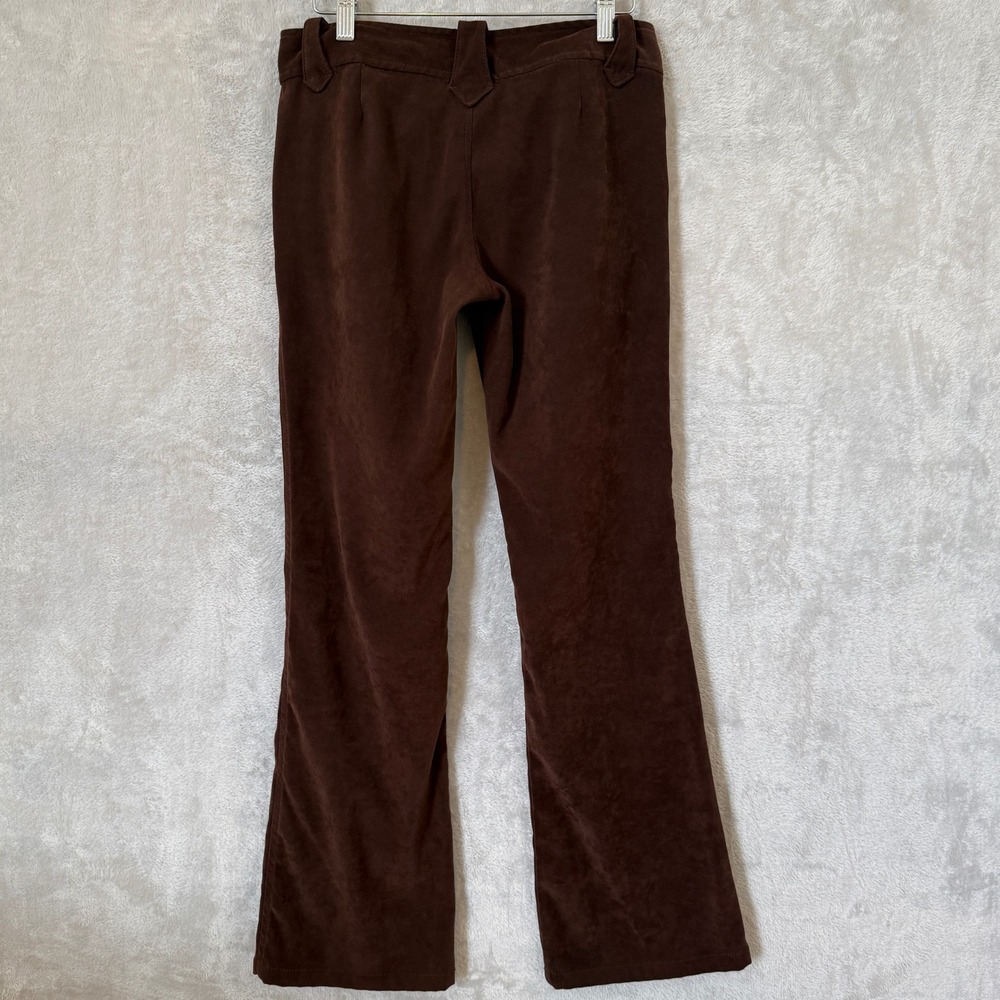 Womens Y2K Brown Velvet Flare Pants junior 5 Velour Bootcut Forest fairy - Picture 8 of 10
